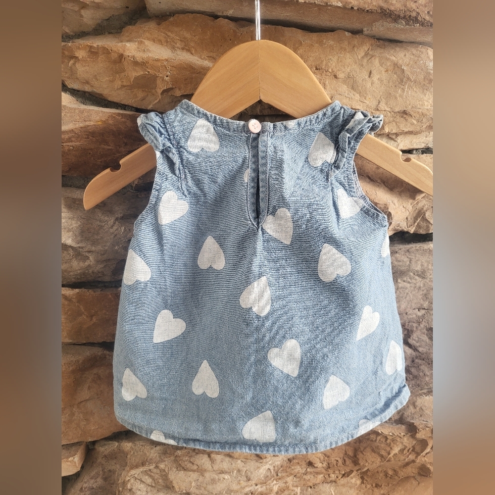Carter's Blue Baby Dress with White Hearts - Picture 4 of 5